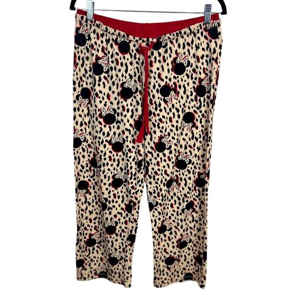 Disney Minnie Mouse Sleepwear Lounge Pajama Pants Leopard Print Size M (8-10) - Picture 1 of 6